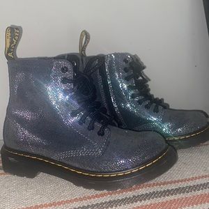 Kids iridescent zip-up Doc Martens. Worn maybe once.